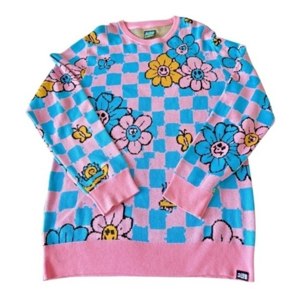 A-Lab Kendallie Flower Crewneck Sweater Womens Medium Pre-Owned Pink Graphic
